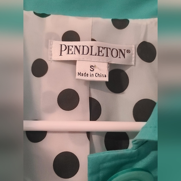 Pendleton Pleated Trench Coat Turqouose/Small - Picture 9 of 11